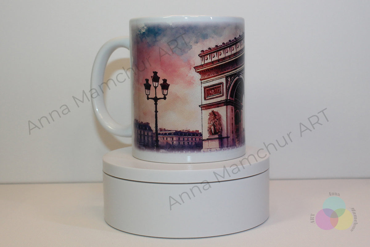 Tasse avec la Place de la Concorde en style aquarelle — Paris | Design artistique par Anna Mamchur — 007PAA01M