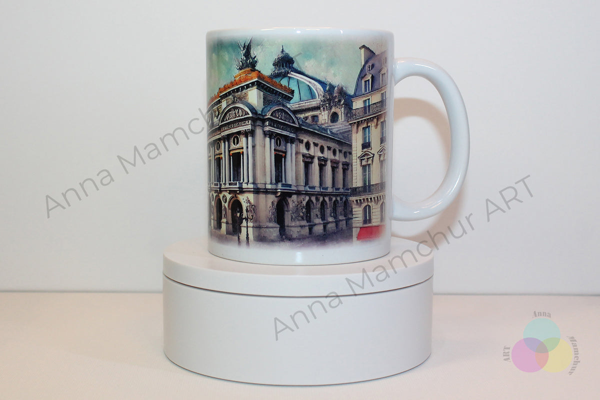 Tasse avec l’Opéra Garnier en style aquarelle — Paris | Design artistique par Anna Mamchur — 010PAA01M