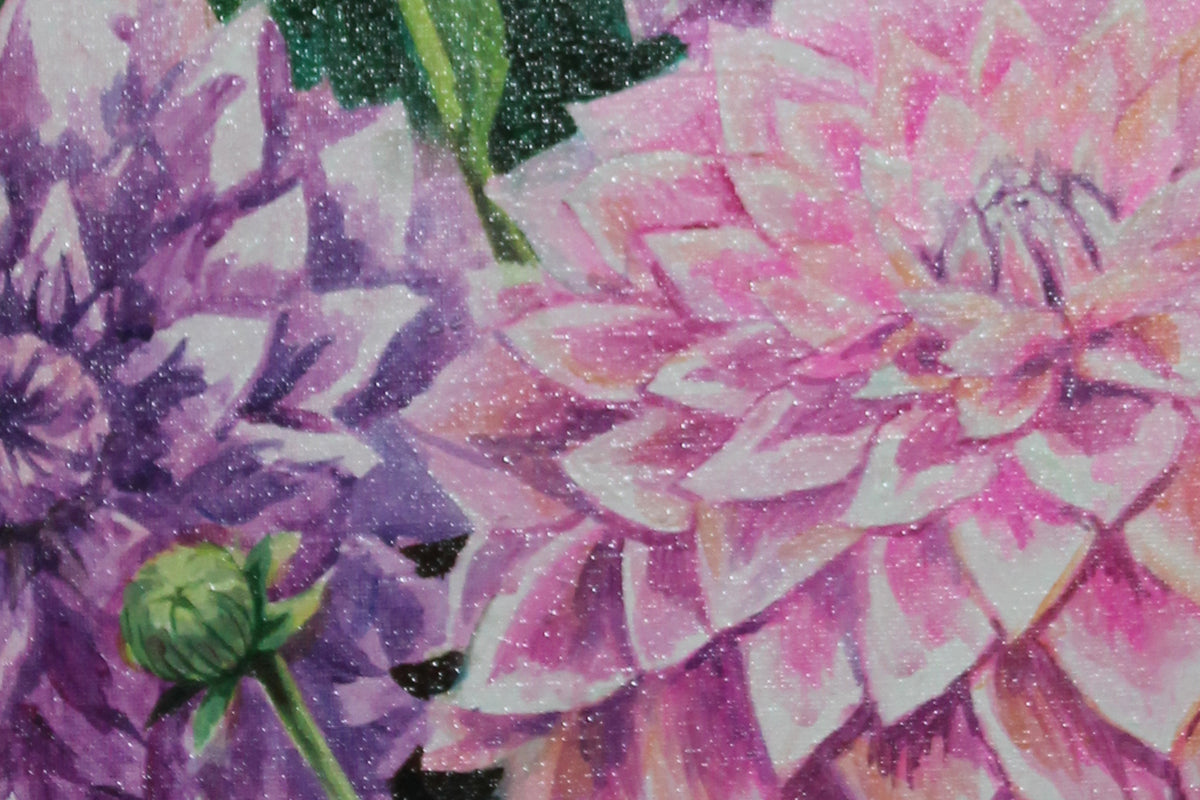 Dahlias violets — peinture originale