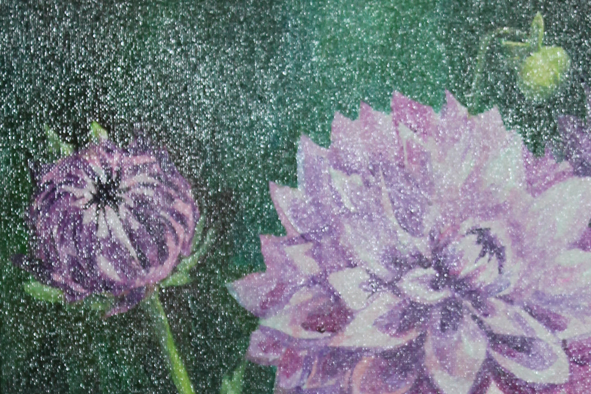 Dahlias violets — peinture originale
